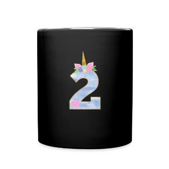 2 ans numéro de Licorne 2e cadeau d'anniversaire fille - Mug uni - noir - Devant