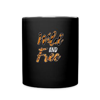 Wild and Free Leopard and Tiger Pattern Gift - Full Colour Mug - black - Front