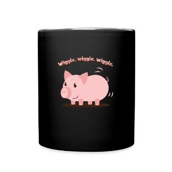 Cochon cochon bébé animal Cochon ondulé Porcinet - Mug uni - noir - Devant