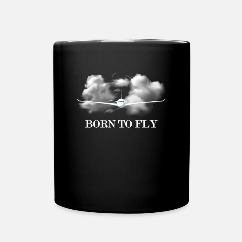 Born to Fly Pilot Piloten Spruch - Tasse einfarbig - Schwarz