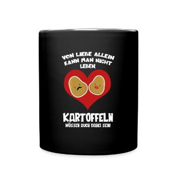VON LIEBE ALLEIN KANN MAN NICHT LEBEN..... - Tasse einfarbig - Schwarz - Vorne