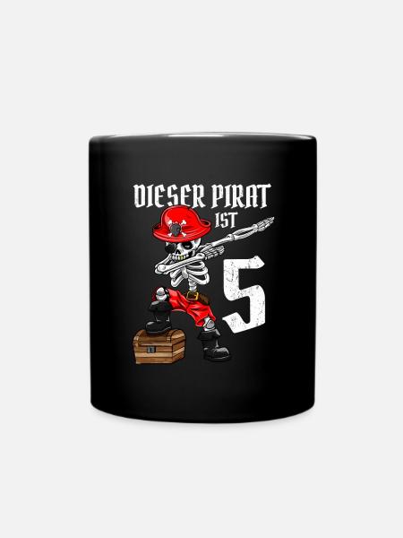 5 Jahre dabbing Pirat Junge 5. Geburtstag Geschenk - Tasse einfarbig - Schwarz
