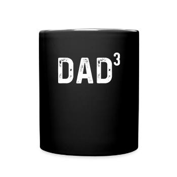 Vater hoch 3 dreifacher Vater Vatertag Geschenk - Tasse einfarbig - Schwarz - Vorne