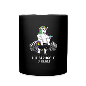 Unicorn deadlift the struggle is real gift - Full Colour Mug - black - Front