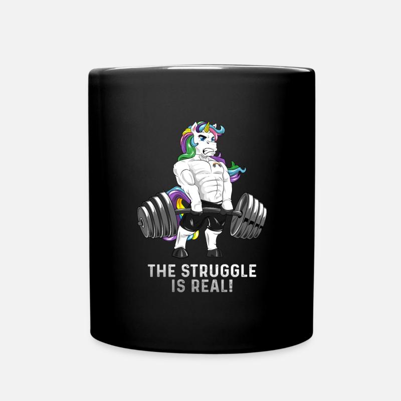 Soulevé de terre Licorne la lutte est un vrai cadeau - Mug uni - noir