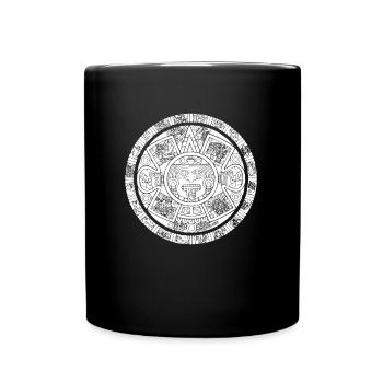 Aztec Maske Azteken Maya Kalender - Tasse einfarbig - Schwarz - Vorne
