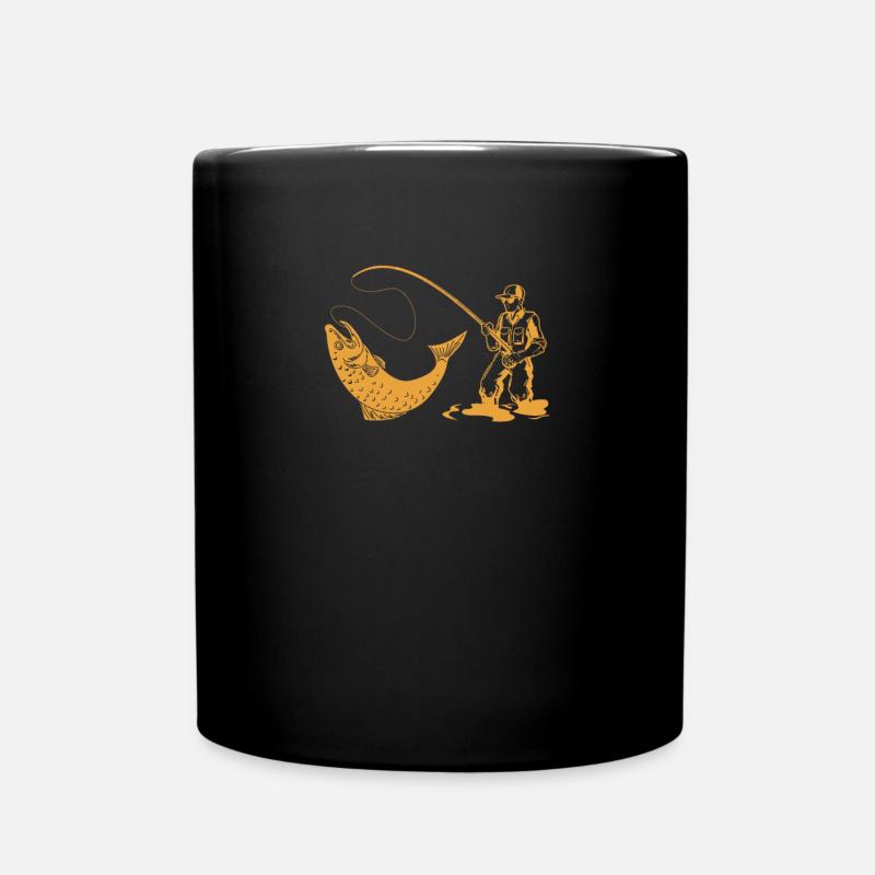 Angler Angelrute Angelschnur Forelle - Tasse einfarbig - Schwarz