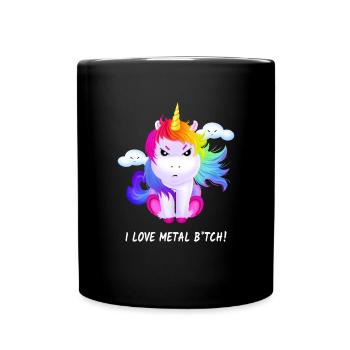 Einhorn i Love Metal Heavy Metal Metaller Geschenk - Tasse einfarbig - Schwarz - Vorne