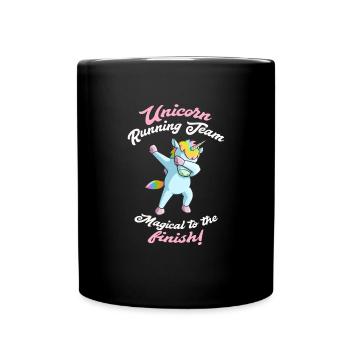 Running group team jog dabbing unicorn gift - Full Colour Mug - black - Front