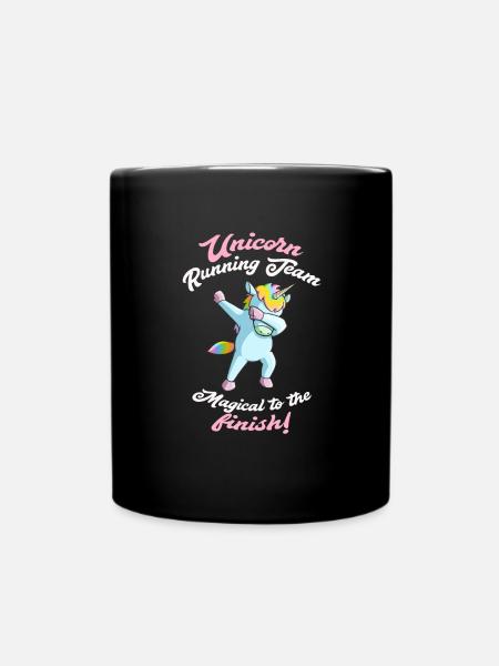Running group team jog dabbing unicorn gift - Full Colour Mug - black