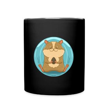 Hamster mit Nuss - Tasse einfarbig - Schwarz - Vorne