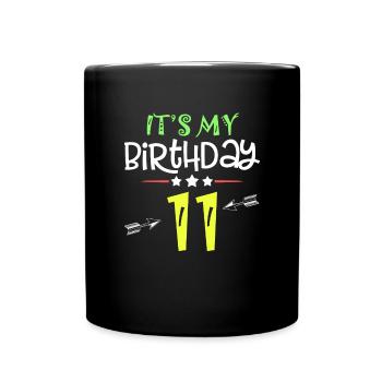 Kind 11 Jahre Geschenk Es ist mein 11. Geburtstag - Tasse einfarbig - Schwarz - Vorne