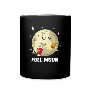 Full Moon Vollmond Geschenk Fast Food Mond Sterne - Tasse einfarbig - Schwarz - Vorne