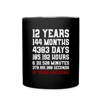 12 Years of being awesome Gift 12th Birthday - Full Colour Mug - black - Front
