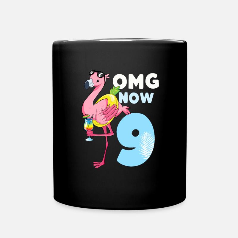 9 Jahre Flamingo Geschenk 9. Geburtstag Mädchen - Tasse einfarbig - Schwarz