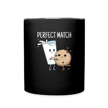 Perfect Match Geschenk Valentinstag Milch Cookie - Tasse einfarbig - Schwarz - Vorne