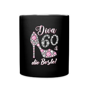Diva die Beste 60 Jahre Geschenk 60. Geburtstag - Tasse einfarbig - Schwarz - Vorne