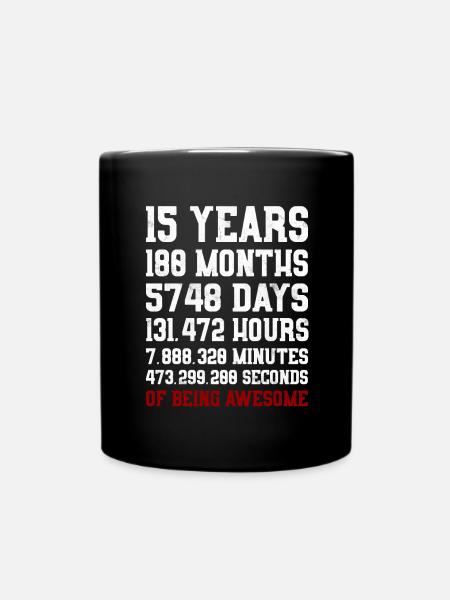 15 jaar geweldig cadeau 15e verjaardag - Enfärgad mugg - svart