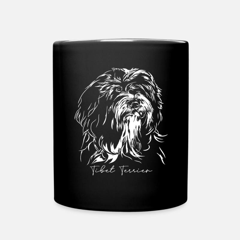 TIBET TERRIER Portrait Hunde Hund Wilsigns - Tasse einfarbig - Schwarz