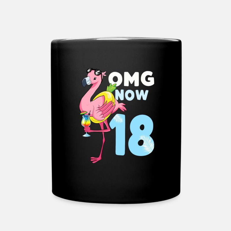 18 Jahre Flamingo Geschenk 18. Geburtstag Mädchen - Tasse einfarbig - Schwarz