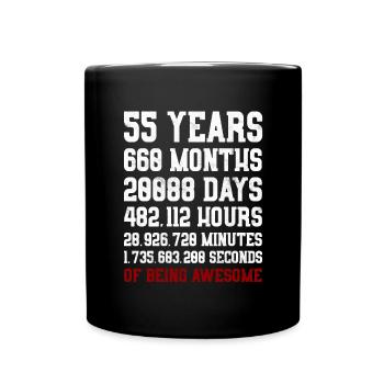55 Years of being awesome Geschenk 55. Geburtstag - Tasse einfarbig - Schwarz - Vorne