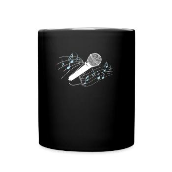 Microphone Karaoke Singing Singer Shirt with Sheet Music - Full Colour Mug - black - Front