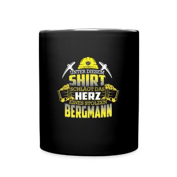 Bergmannn Shirt das Herz eines stolzen Bergmann - Tasse einfarbig - Schwarz - Vorne