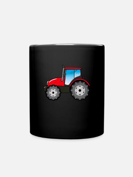 Traktor Geschenk - Tasse einfarbig - Schwarz