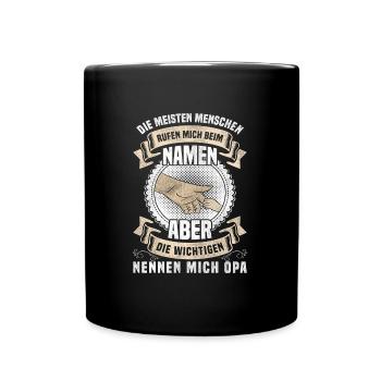 Die wichtigsten Menschen nennen mich Opa Geschenk - Tasse einfarbig - Schwarz - Vorne