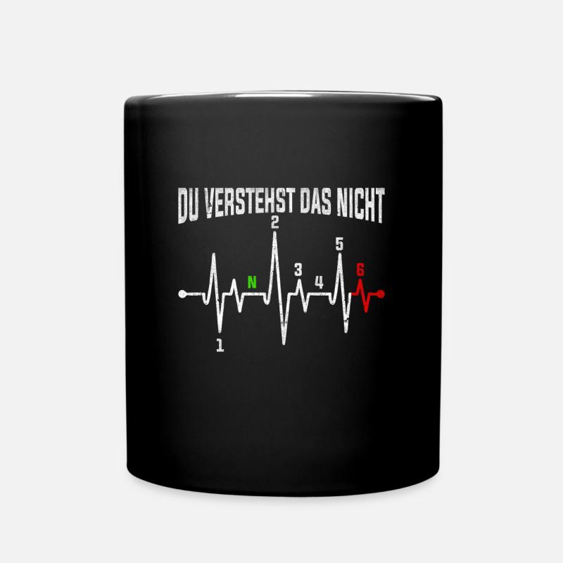 Herzschlag Motorrad Das verstehst du nicht Puls - Tasse einfarbig - Schwarz