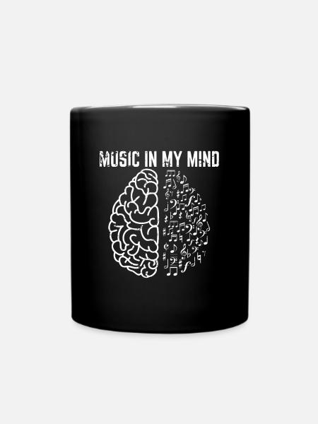 Musik in meinem Kopf Gehirn Musiker - Tasse einfarbig - Schwarz