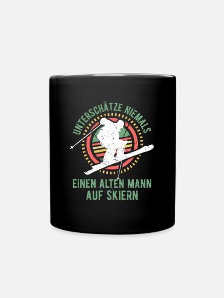 Alten Mann auf Skiern - Tasse einfarbig - Schwarz