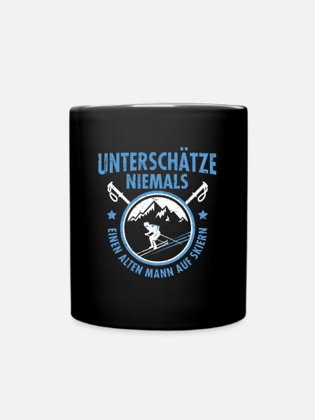 Unterschätze Alten Mann Auf Skiern Vintage - Tasse einfarbig - Schwarz