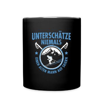 Alten Mann Skiern Vintage - Tasse einfarbig - Schwarz - Vorne