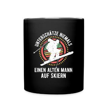Opa Mann Lustiger Spruch Wintersport - Tasse einfarbig - Schwarz - Vorne