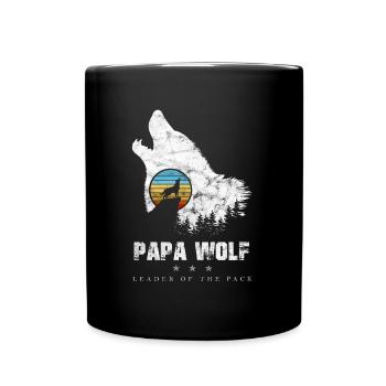 Papa Wolf Pack Leader Father's Day Wolf's Vintage - Full Colour Mug - black - Front