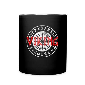 Vegvisir Germanen Wikinger Kompass Rune Kreis Viki - Tasse einfarbig - Schwarz - Vorne