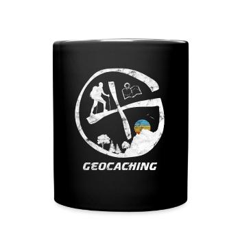 Geocaching GPS Geo Cachen Vintage - Tasse einfarbig - Schwarz - Vorne