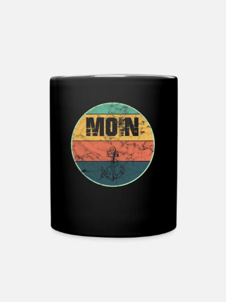 Moin Norddeutsch Anker Vintage Retro Distressed - Tasse einfarbig - Schwarz