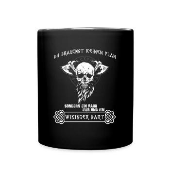 Vikinger Wikinger Nordisches Germanen Valhalla - Tasse einfarbig - Schwarz - Vorne