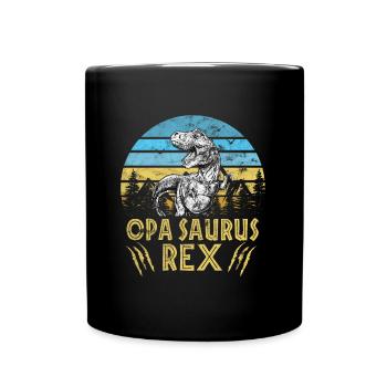 Opa Opasaurus Familie Vintage Retro Dinosaurier - Tasse einfarbig - Schwarz - Vorne