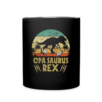 Opa Opasaurus Vatertag Vintage Retro Dinosaurier - Tasse einfarbig - Schwarz - Vorne