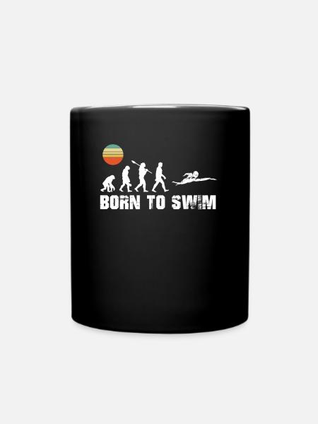 Born to Swim Schwimmen Evolution Geschenk Vintage - Tasse einfarbig - Schwarz
