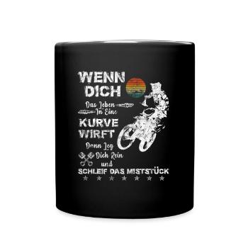 Biker Motocross Supermoto Bike Zweirad Vintage - Tasse einfarbig - Schwarz - Vorne