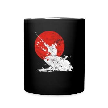 Japanische Samurai Krieger - Tasse einfarbig - Schwarz - Vorne