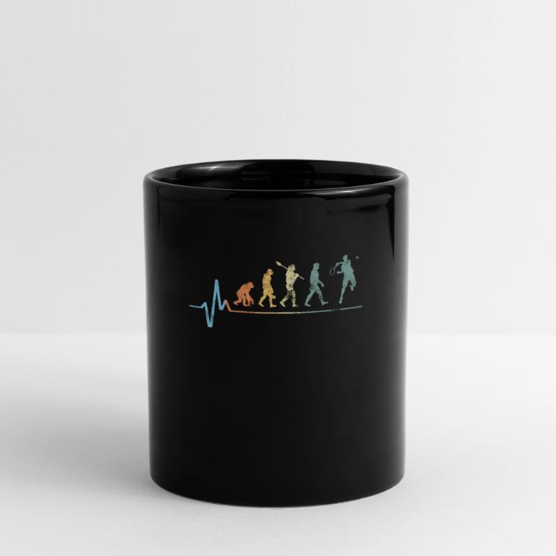 Tennis Evolution Herzschlag Vintage Retro Puls Tasse einfarbig