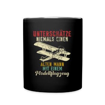 Modellflugzeug Modellbau Flugzeugmodell Spruch Opa - Tasse einfarbig - Schwarz - Vorne