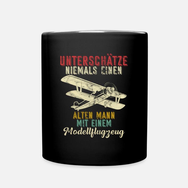 Modellflugzeug Modellbau Flugzeugmodell Spruch Opa - Tasse einfarbig - Schwarz