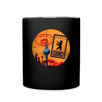 Berlin Skyline TV Tower Brandenburg Gate - Full Colour Mug - black - Front