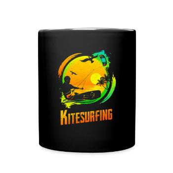 Vintage KITE Surfer Kiting Kiteboarding Retro Kites - Full Colour Mug - black - Front